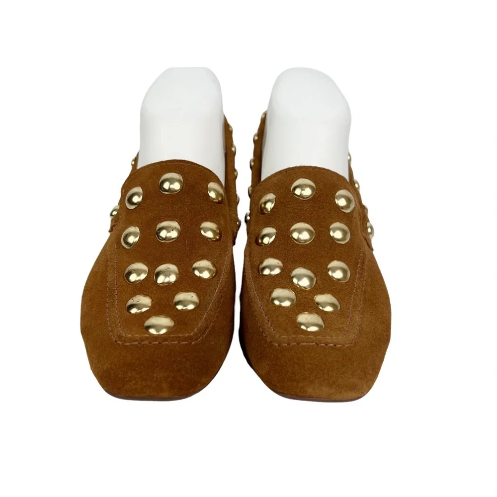 SOLD! SCHUTZ Laurie Studded Loafers in Wood Suede - Picture 4 of 8
